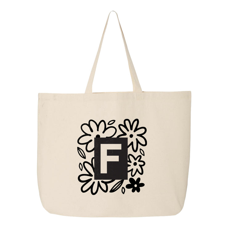 Floral "F" Large Tote Bag