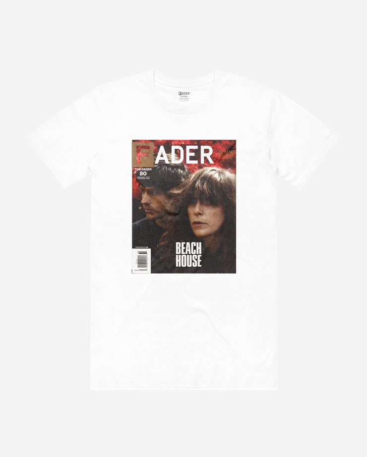 white t-shirt with Beach House duo- the cover artwork of The FADER Issue 80.