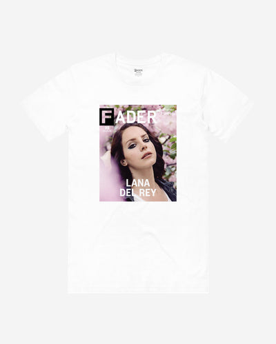 white t-shirt with Lana Del Rey- the FADER magazine issue #092 cover