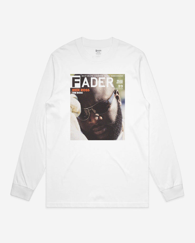 white long sleeve with Rick Ross-the cover artwork of The FADER Issue 39.