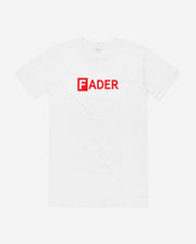 white t-shirt with the FADER logo