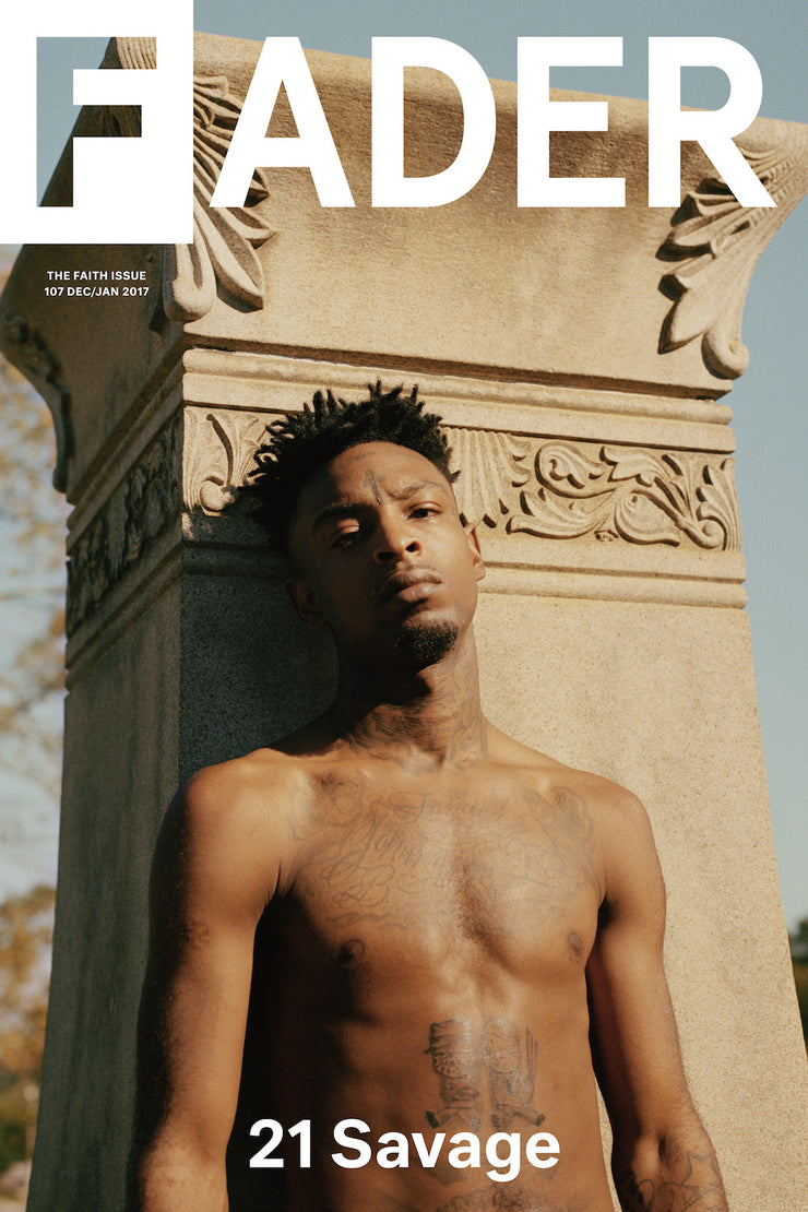 poster of 21 savage shirtless- cover of The FADER issue 107