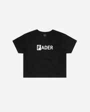 black crop tee with the FADER logo