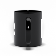 black mug with FADER logo